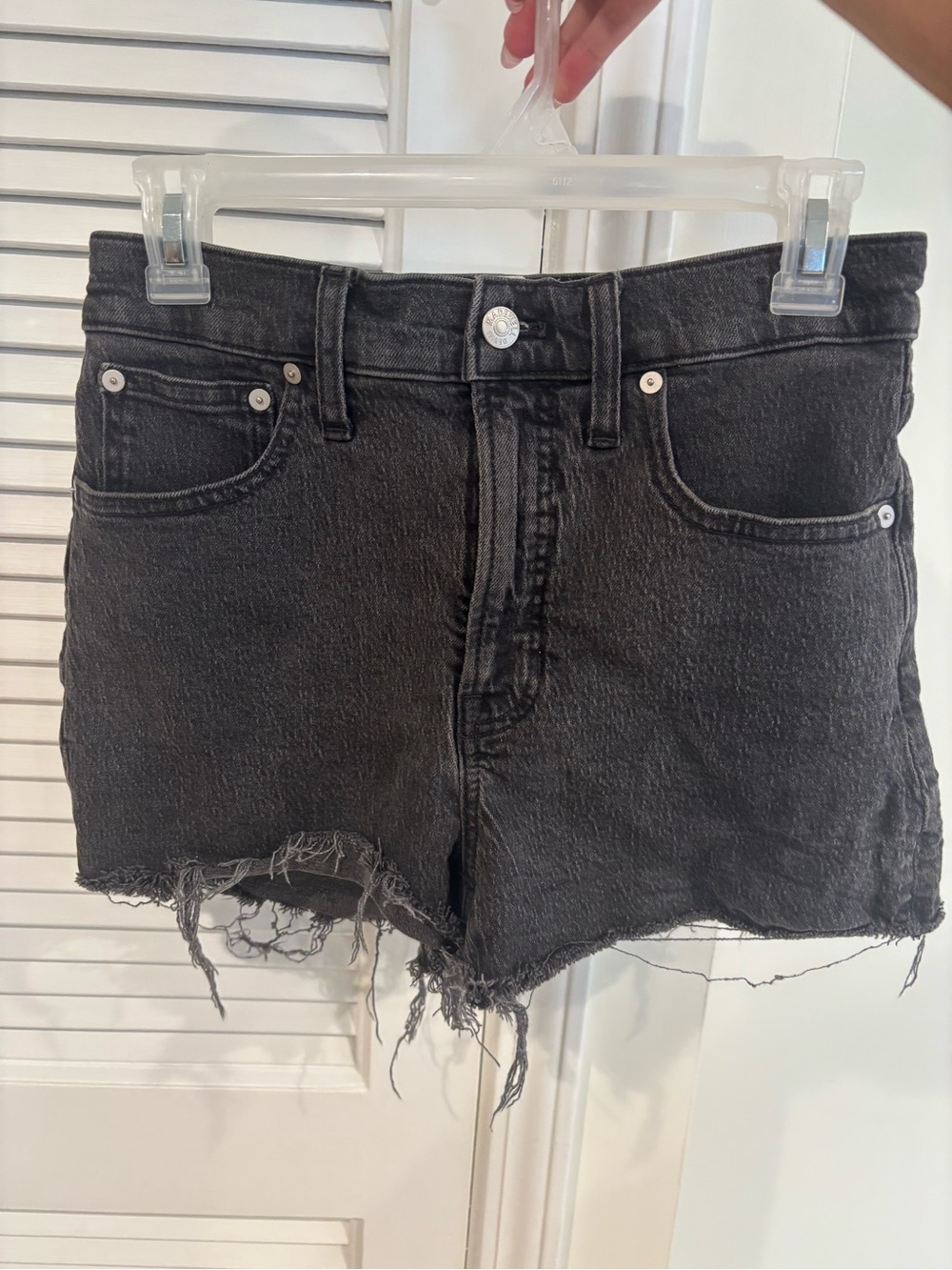 Madewell Black Frayed Hem Denim Shorts